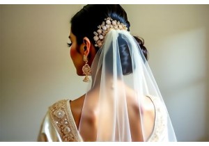Bridal Accessories Featuring Gold Thread Embroidery on Pure Silk Base Fabric