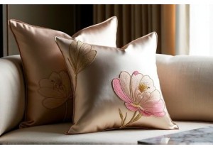 Luxury Silk Pillow Covers Featuring Hand Embroidered Flor...