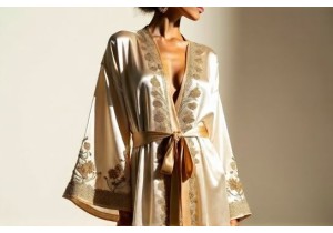 Luxury Silk Robes and Kaftans Embellished with Hand Stitched Floral Patterns